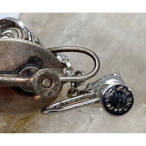 Vintage Lot of 2 Screw Back Earrings Sterling 925 Silver 8.2g Am Lee Rhinestone - Picture 4 of 8